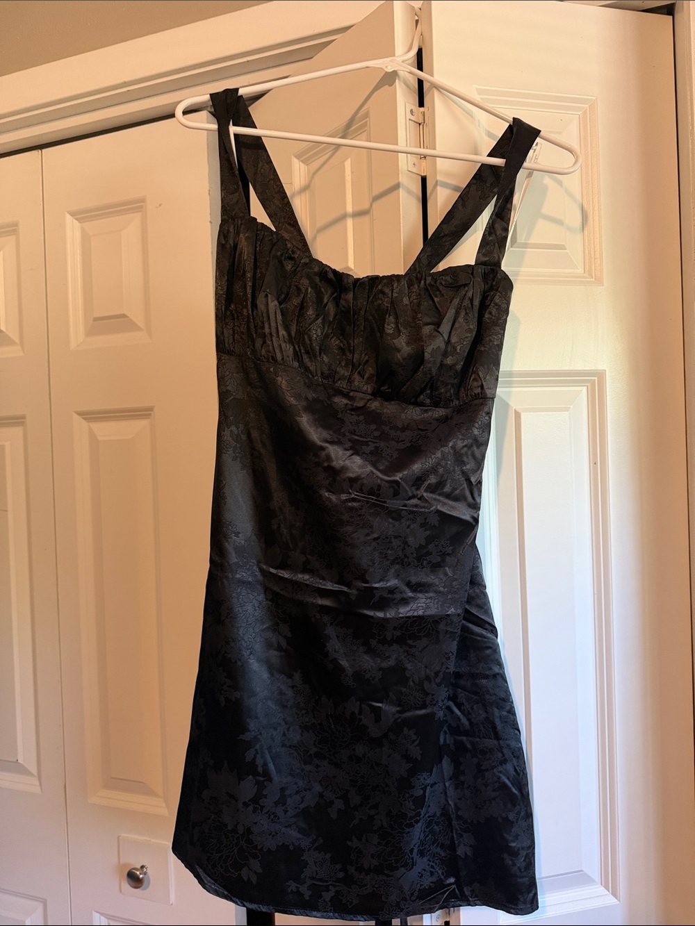 Lulu's Black Floral Jacquard Mini Dress